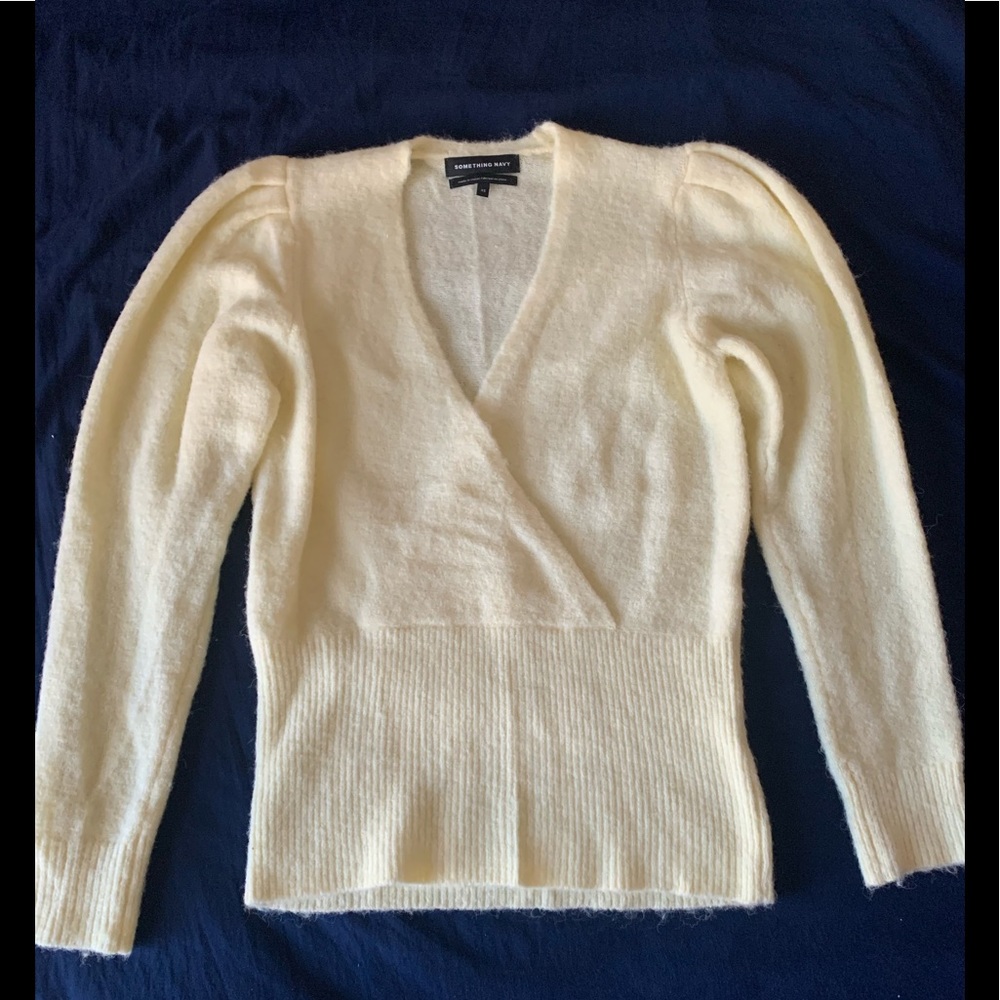 Long Sleeve Surplice Neck Sweater Yellow Frost